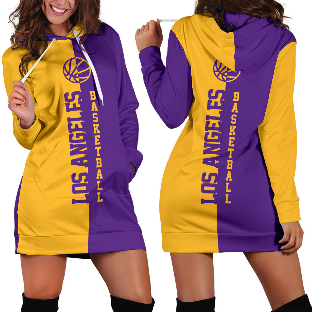 Los Angeles Basketball Hoodie Dress 3d All Over Print For Women Hoodie