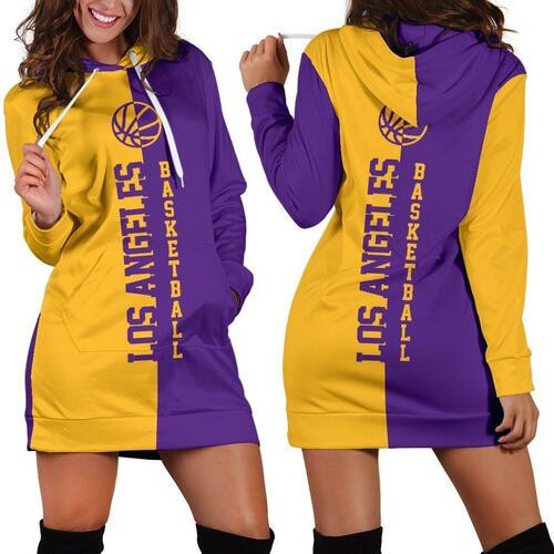 Los Angeles Basketball Hoodie Dress Sweater Dress Sweatshirt Dress 3d All Over Print For Women Hoodie