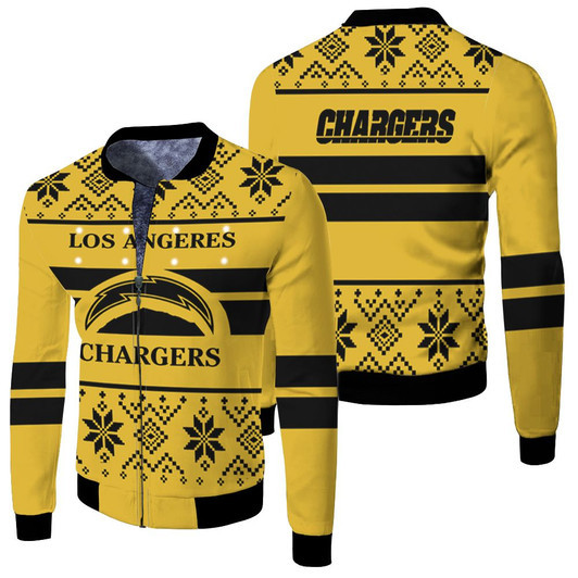 Los Angeles Chargers Light Up Ugly Sweater Fleece Bomber Jacket