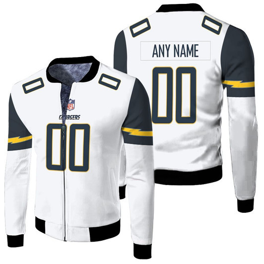 Los Angeles Chargers Nfl American Football Game White Jersey Style Custom Gift For Chargers Fans Fleece Bomber Jacket