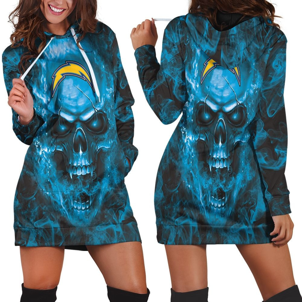 Los Angeles Chargers Nfl Fans Skull Hoodie Dress Sweater Dress Sweatshirt Dress