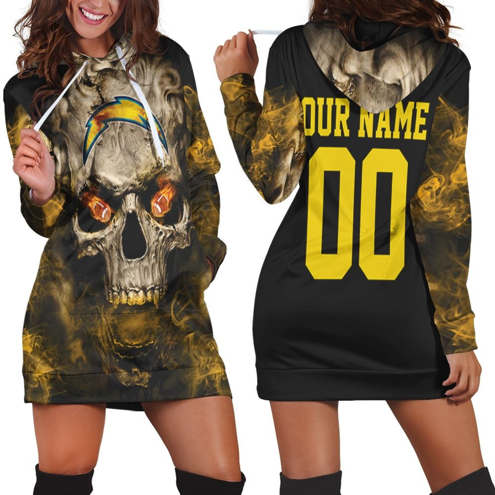 Los Angeles Chargers Skull Los Angeles Chargers 3d Hoodie Dress Sweater Dress Sweatshirt Dress