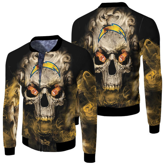 Los Angeles Chargers Skull Los Angeles Chargers Fleece Bomber Jacket