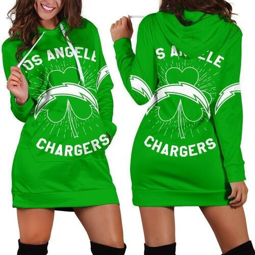 Los Angeles Chargers St Patricks Day Hoodie Dress Sweater Dress Sweatshirt Dress 3d All Over Print For Women Hoodie