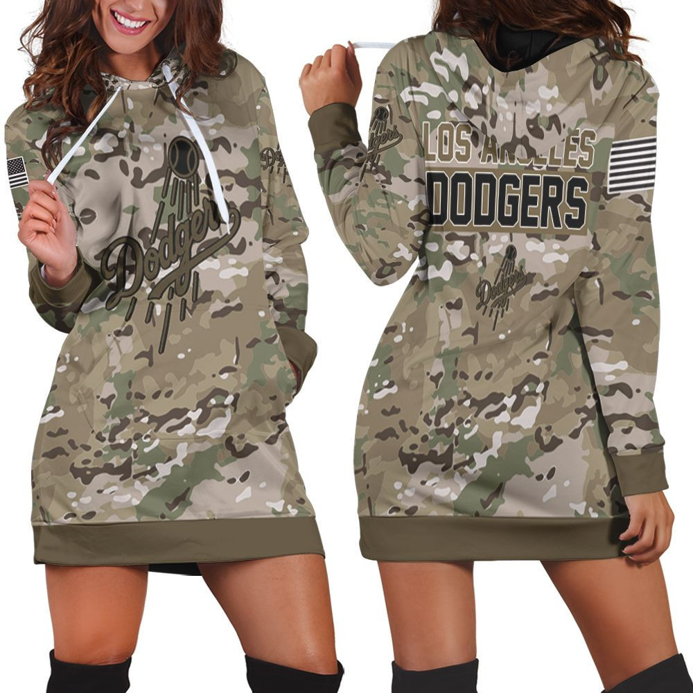 Los Angeles Dodgers Camouflage Veteran 3d Hoodie Dress Sweater Dress Sweatshirt Dress