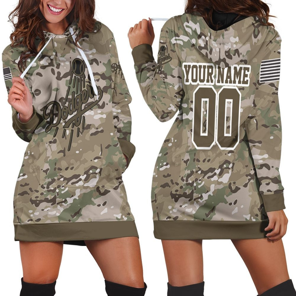 Los Angeles Dodgers Camouflage Veteran 3d Hoodie Dress Sweater Dress Sweatshirt Dress