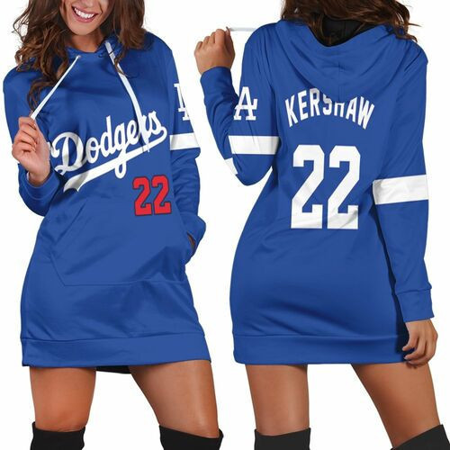 Los Angeles Dodgers Clayton Kershaw 22 2020 Mlb Navy Blue Jersey Inspired Hoodie Dress Sweater Dress Sweatshirt Dress