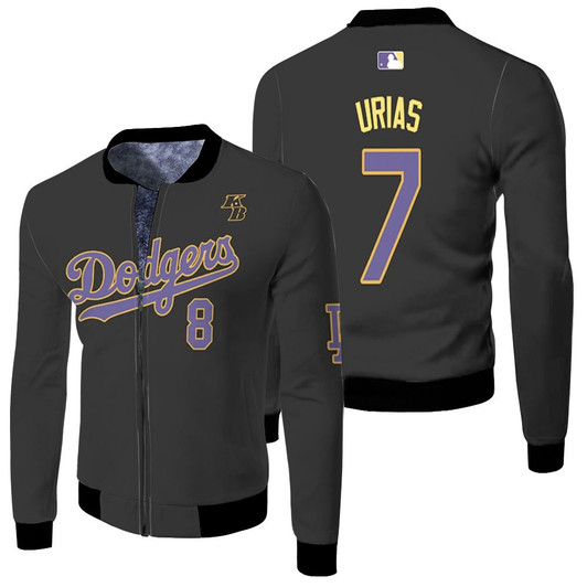 Los Angeles Dodgers Julio Urias 7 Mlb Throwback Black Jersey Style Gift For Dodgers Fans Fleece Bomber Jacket