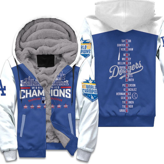 Los Angeles Dodgers Team Name World Series Champions 3D Fleece Hoodie