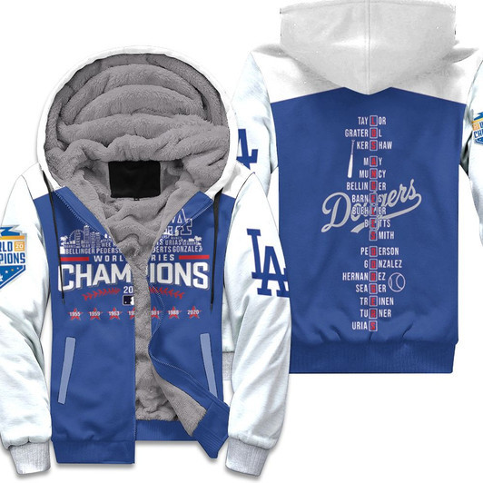 Los Angeles Dodgers Team Name World Series Champions 3D Fleece Hoodie