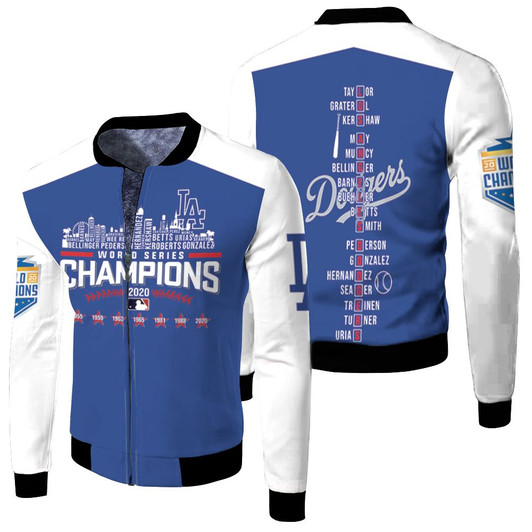 Los Angeles Dodgers Team Name World Series Champions Fleece Bomber Jacket