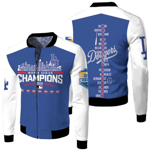 Los Angeles Dodgers Team Name World Series Champions Fleece Bomber Jacket