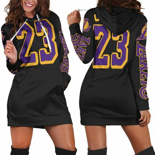 Los Angeles Lakers 23 Lebron James Hoodie Dress Sweater Dress Sweatshirt Dress