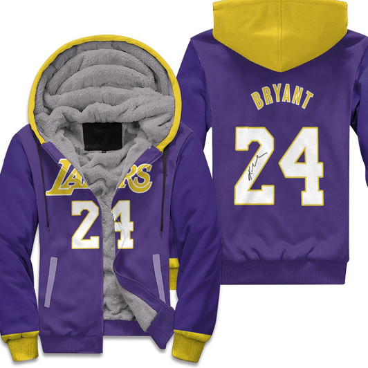 Los Angeles Lakers 24 Kobe Bryant Signature 3D Fleece Hoodie