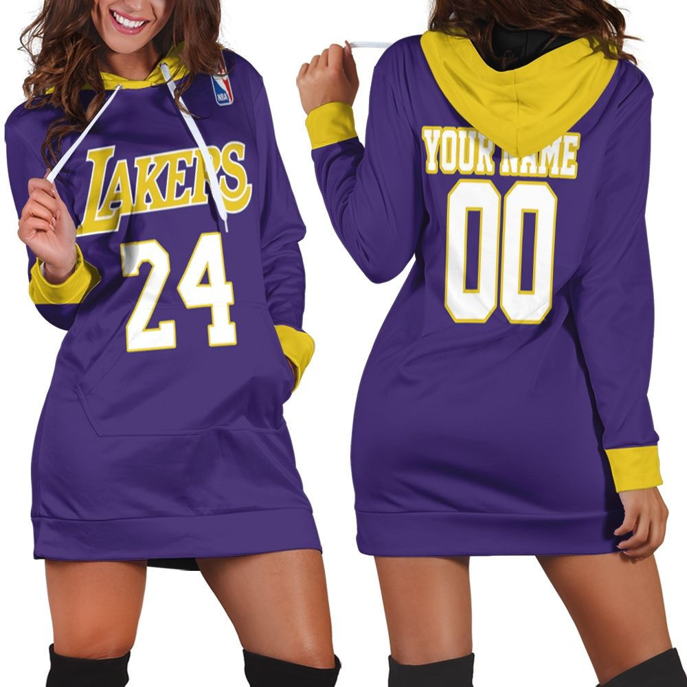 Los Angeles Lakers 24 Kobe Bryant Signature 3d Hoodie Dress Sweater Dress Sweatshirt Dress