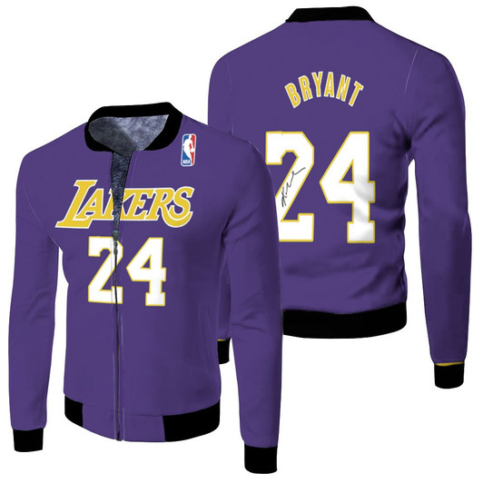 Los Angeles Lakers 24 Kobe Bryant Signature Fleece Bomber Jacket