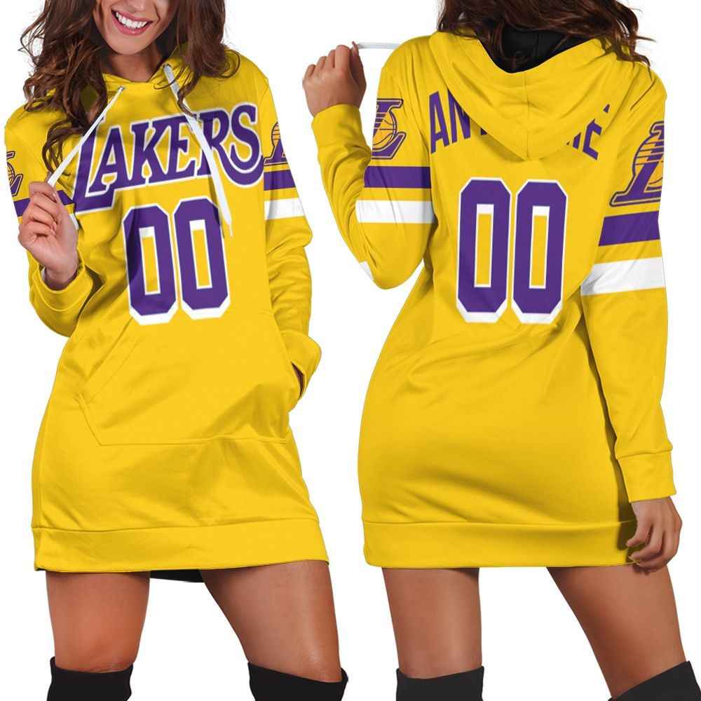 Los Angeles Lakers Gold Icon Edition 2019 Personalized Jersey Inspired Hoodie Dress Sweater Dress Sweatshirt Dress