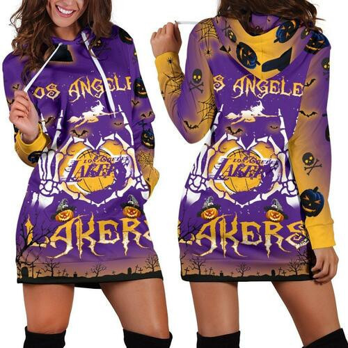 Los Angeles Lakers Hoodie Dress Sweater Dress Sweatshirt Dress 3d All Over Print For Women For Halloween Hoodie