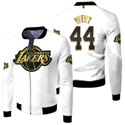 Los Angeles Lakers Jerry West 44 Nba Golden Edition New Arrival White Jersey Style Gift For Lakers Fans Fleece Bomber Jacket