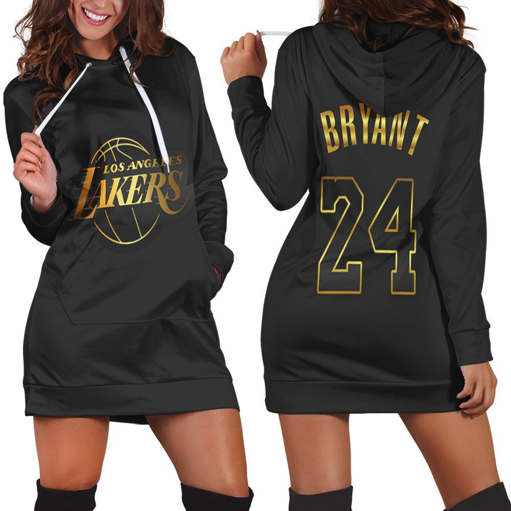 Los Angeles Lakers Kobe Bryant 24 Tribute 2020 Gold Edition Black Jersey Inspired Style Hoodie Dress Sweater Dress Sweatshirt Dress