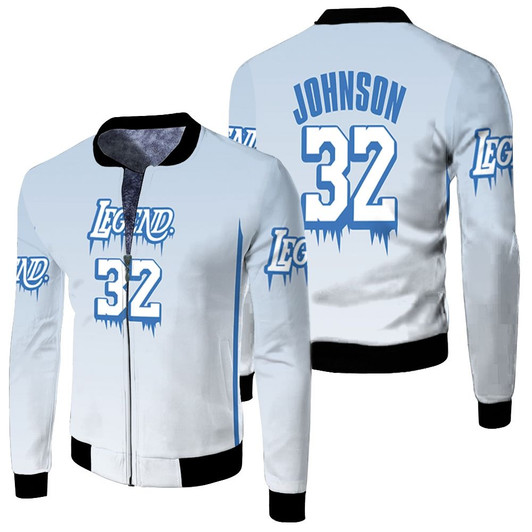 Los Angeles Lakers Magic Johnson 32 Nba Legend Blue Tribute To Legend Jersey Style Gift For Lakers Fans Fleece Bomber Jacket