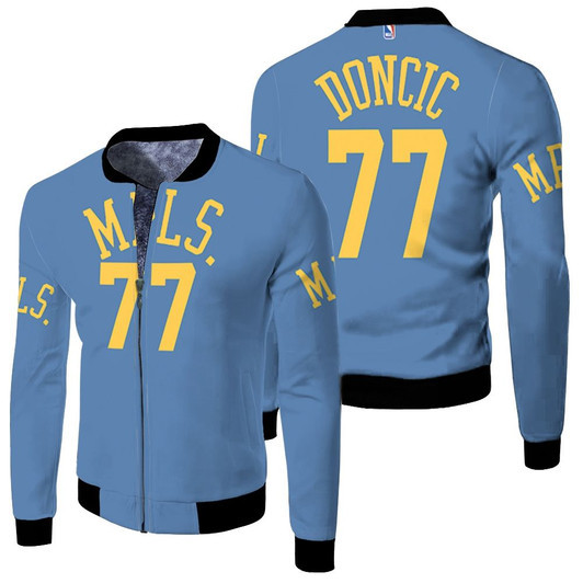 Los Angeles Lakers Minneapolis Lakers Luka Doncic 77 Nba Blue Jersey Style Gift For Lakers Fans Fleece Bomber Jacket