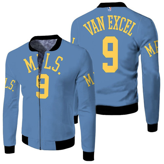 Los Angeles Lakers Minneapolis Lakers Nick Van Exel 9 Nba Blue Jersey Style Gift For Lakers Fans Fleece Bomber Jacket