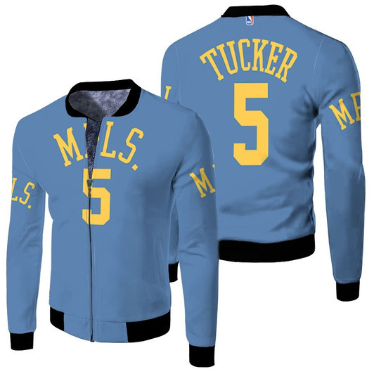 Los Angeles Lakers Minneapolis Lakers Talen Horton-Tucker 5 Nba Blue Jersey Style Gift For Lakers Fans Fleece Bomber Jacket