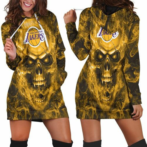 Los Angeles Lakers Nba Fans Skull Hoodie Dress Sweater Dress Sweatshirt Dress