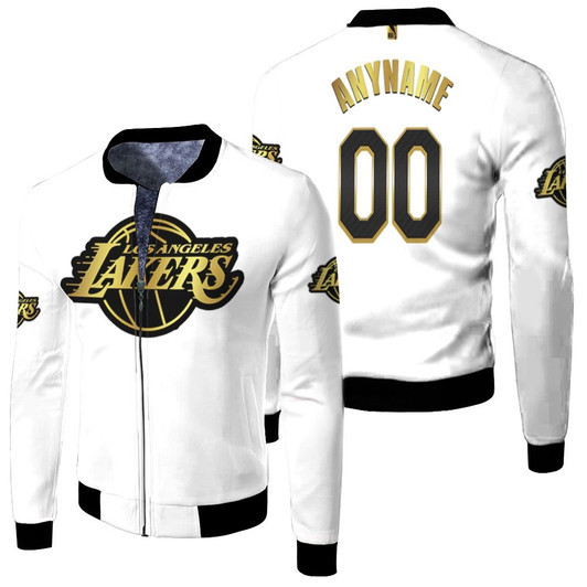 Los Angeles Lakers Nba Golden Edition New Arrival White Jersey Style Custom Gift For Lakers Fans Fleece Bomber Jacket