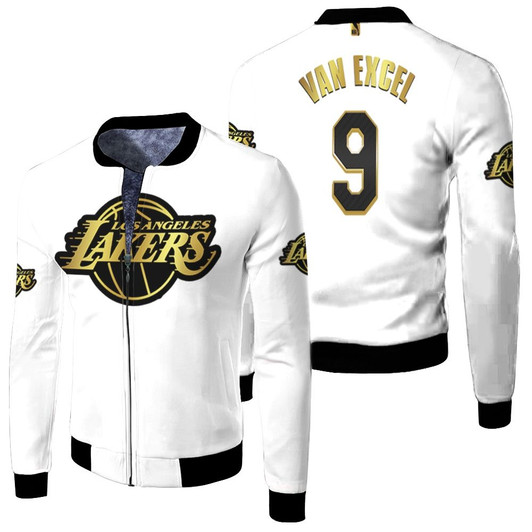 Los Angeles Lakers Nick Van Exel 9 Nba Golden Edition New Arrival White Jersey Style Gift For Lakers Fans Fleece Bomber Jacket