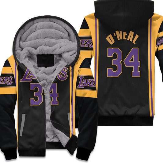 Los Angeles Lakers Shaquille Oneal 34 Nba Basketball 2020 Black Jersey Style Gift For Lakers Fans Fleece Hoodie