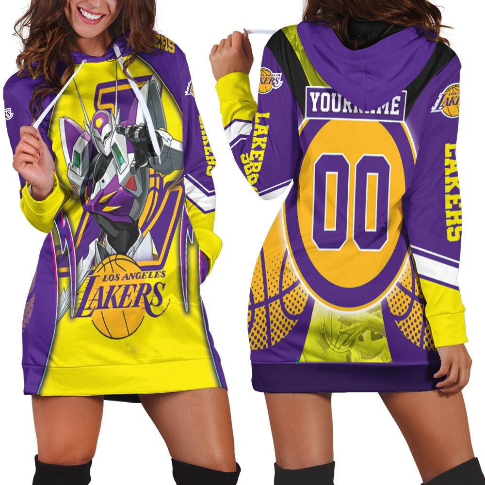 Los Angeles Lakers Western Conference Mashup Robot Hoodie Dress Sweater Dress Sweatshirt Dress