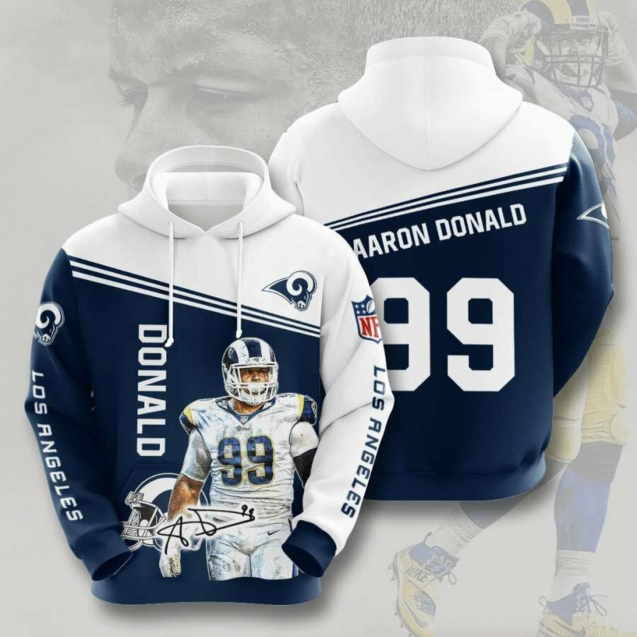 Los Angeles Rams Aaron Donald 3d All Over Print Hoodie