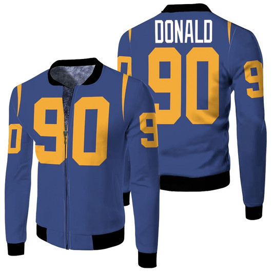 Los Angeles Rams Aaron Donald 90 Nfl Limited White 100Th Season Jersey Style Gift For Rams Fans Fleece Bomber Jacket