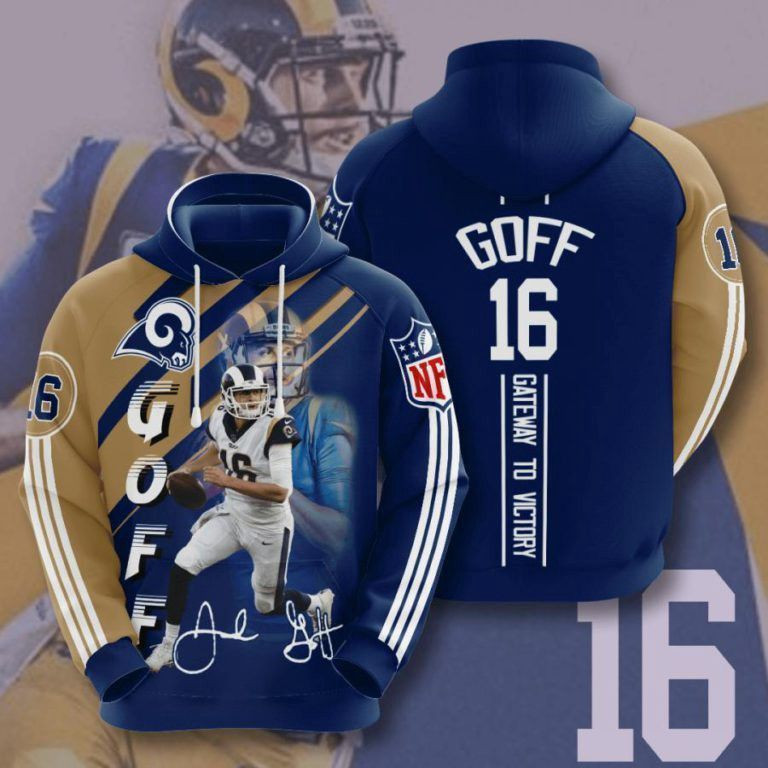 Los Angeles Rams Goff 16 Pullover And Zippered Hoodies Custom 3D Graphic Printed 3D Hoodie For Men For Women