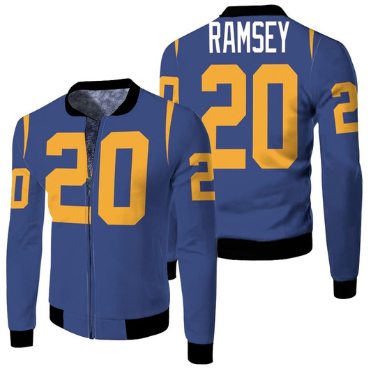 Los Angeles Rams Jalen Ramsey 20 Nfl American Football White 100Th Season Jersey Style Gift For Rams Fans Fleece Bomber Jacket