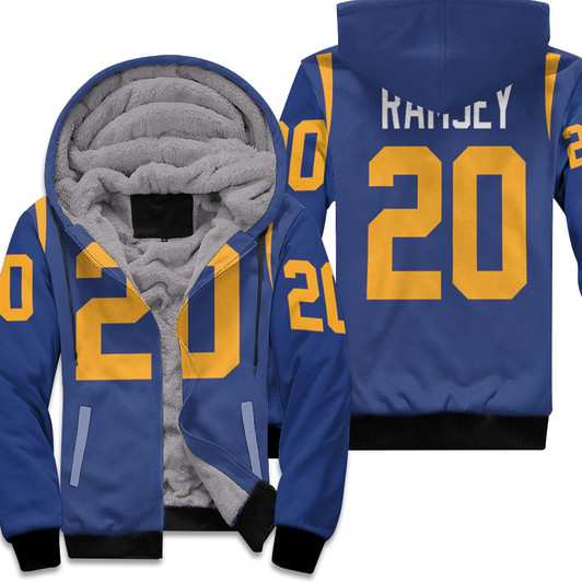 Los Angeles Rams Jalen Ramsey 20 Nfl American Football White 100Th Season Jersey Style Gift For Rams Fans Fleece Hoodie