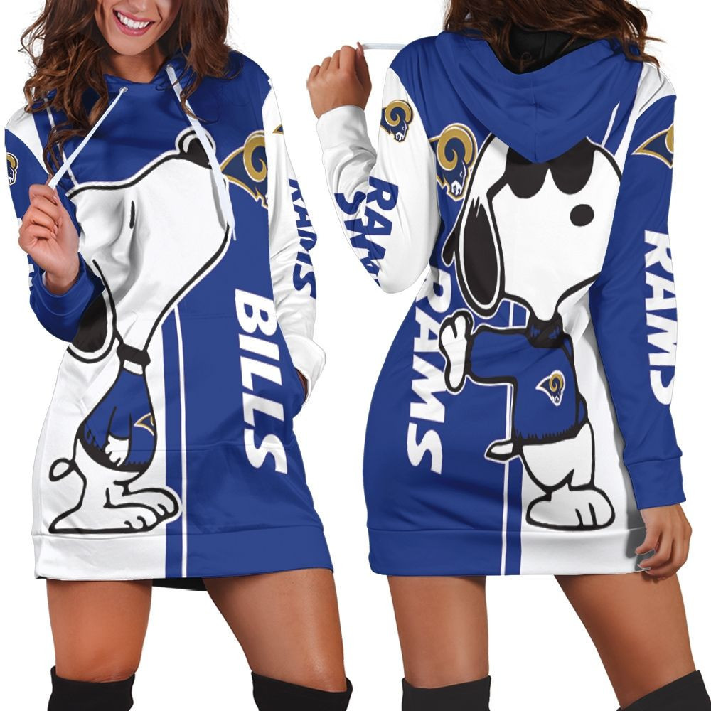 Los Angeles Rams Snoopy Lover 3d Hoodie Dress Sweater Dress Sweatshirt Dress