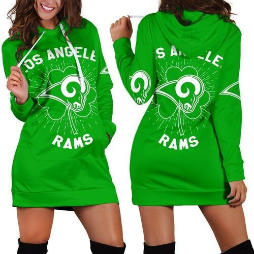 Los Angeles Rams St Patricks Day Hoodie Dress Sweater Dress Sweatshirt Dress 3d All Over Print For Women Hoodie
