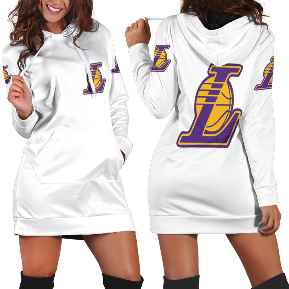 Los Angles Lakers Basketball Classic Mascot Logo Gift For Lakers Fans White Hoodie Dress Sweater Dress Sweatshirt Dress