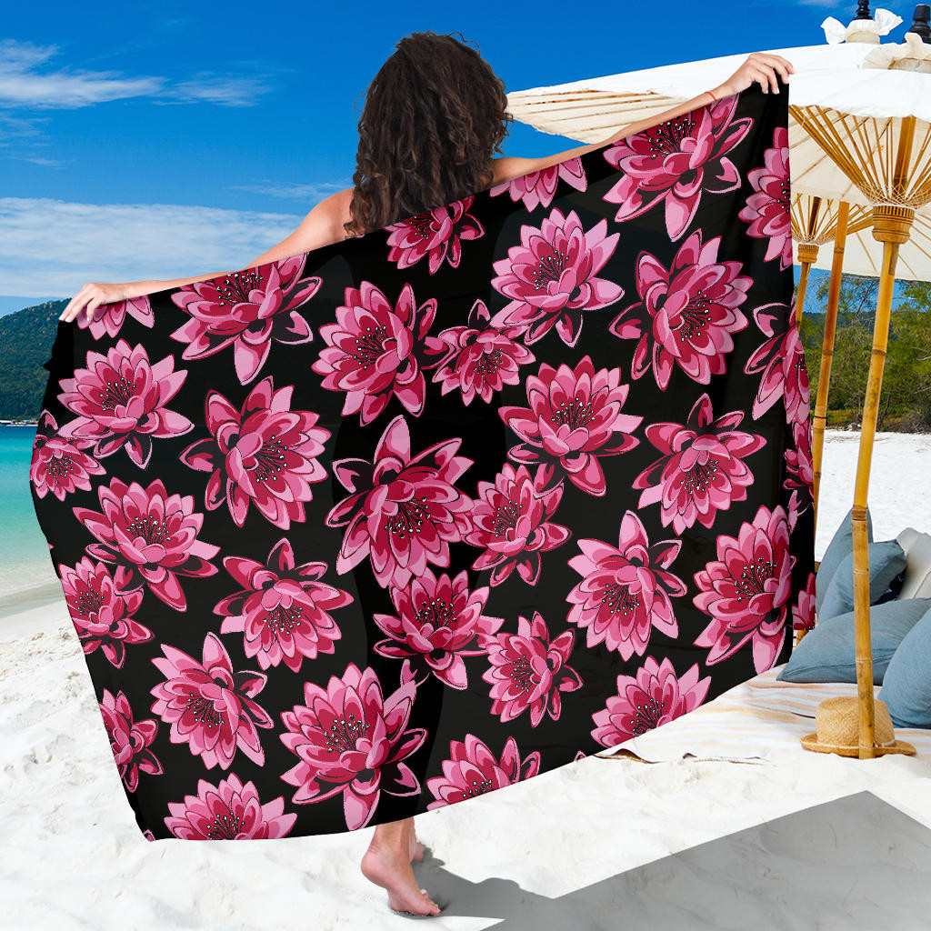 Lotus Pattern Print Sarong Cover Up Lotus Pareo Wrap Skirt Dress