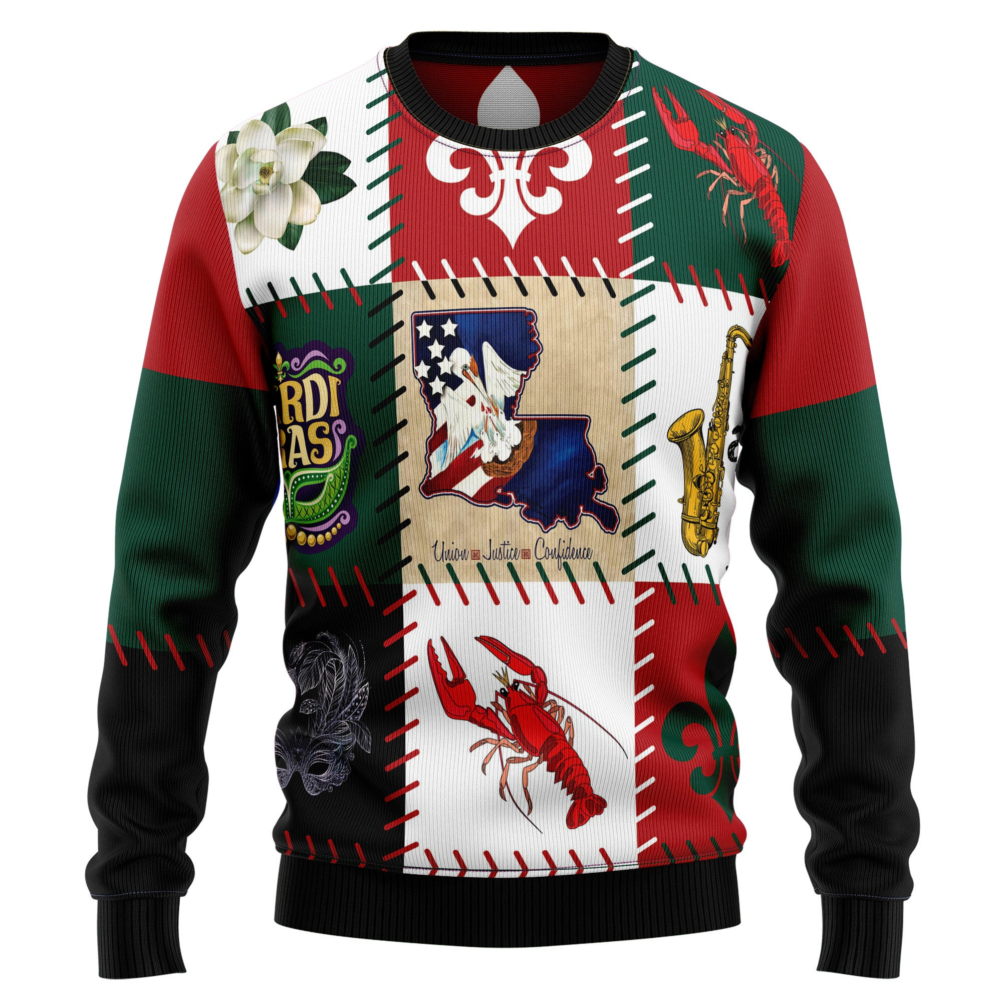 Louisiana Famous Things Ugly Christmas Sweater