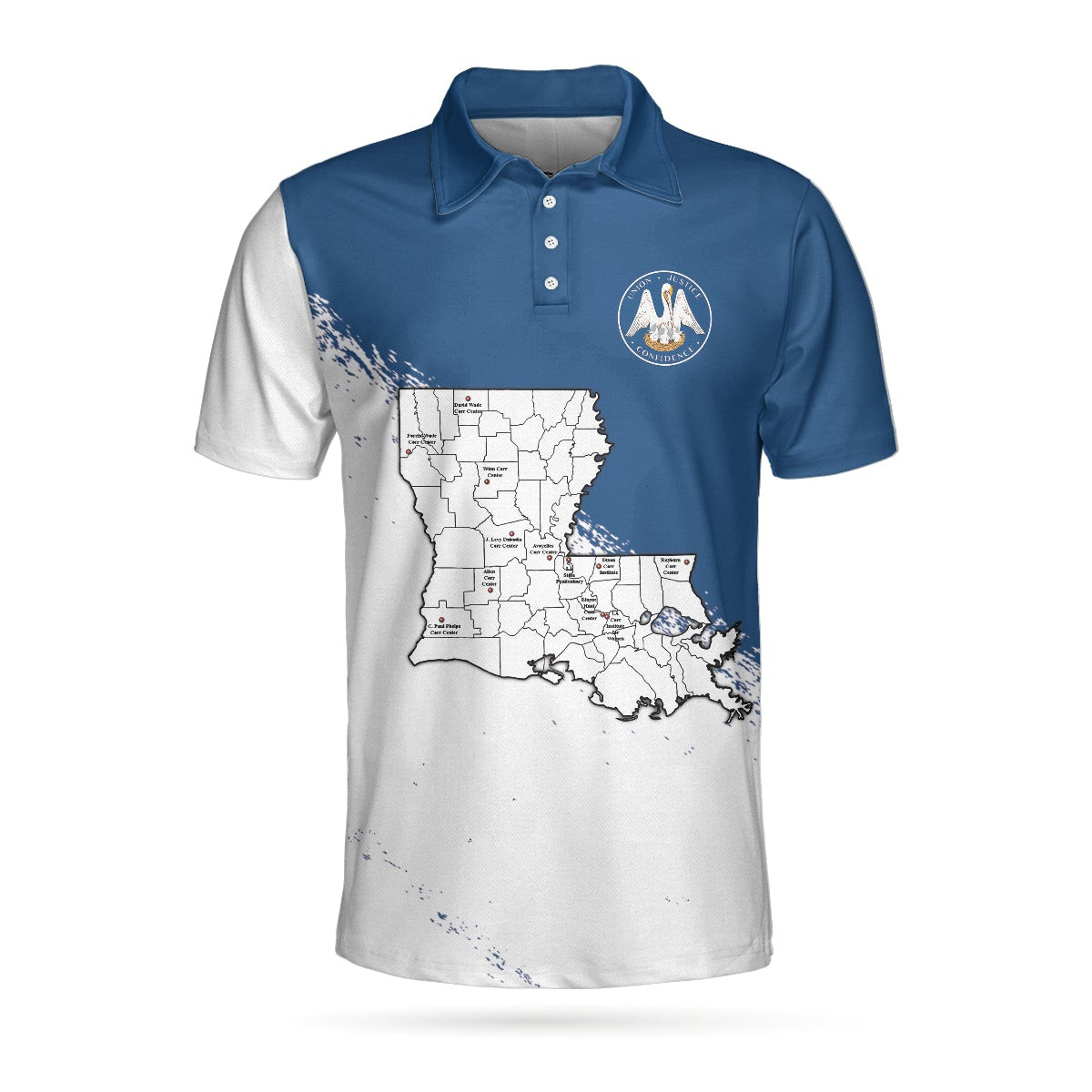 Louisiana State And Map Short Sleeve Polo Shirt Cool Lousiana Flag Shirt For Men