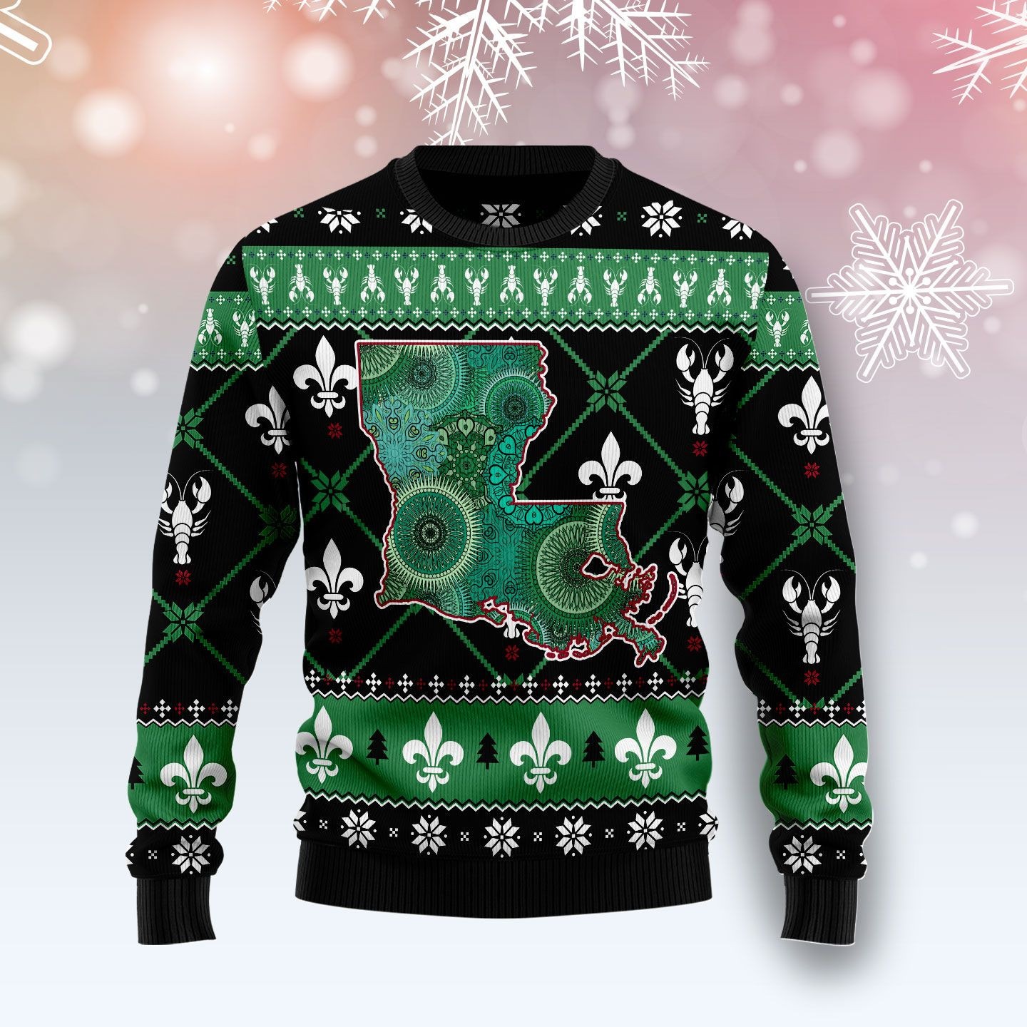 Louisiana USA Symbols Pattern Ugly Christmas Sweater Ugly Sweater For Men Women