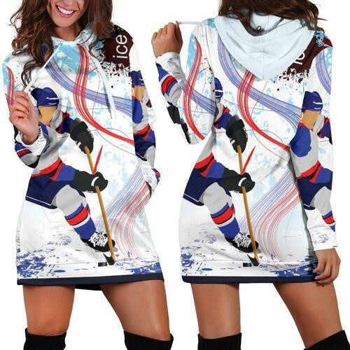 Love Hockey Womens Hoodie Dress Sweater Dress Sweatshirt Dress 3d All Over Print For Women Hoodie