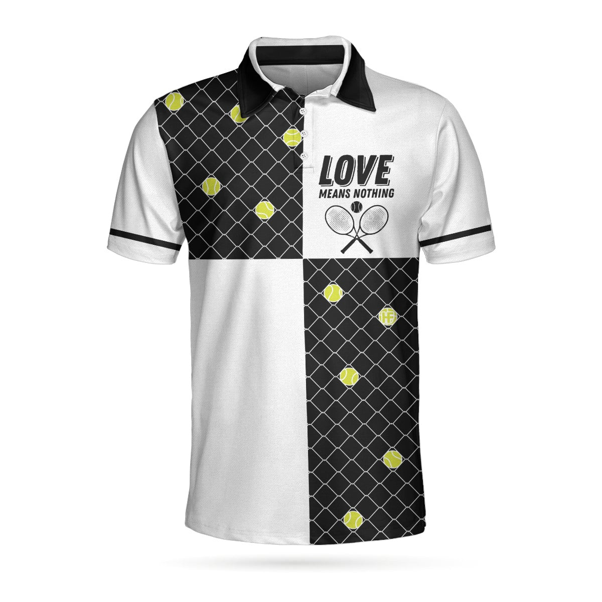 Love Means Nothing Tennis Polo Shirt Tennis Ball Stuck In Steal Wire Fence Polo Shirt Best Tennis Shirt For Men