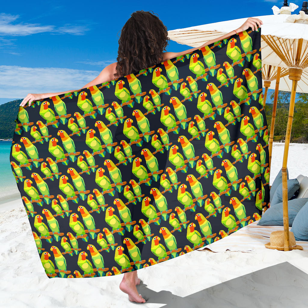 Lovebird Pattern Print Sarong Cover Up Lovebird Pareo Wrap Skirt Dress