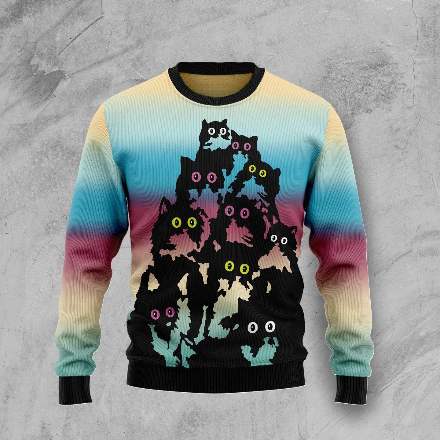 Lovely Black Cat Ugly Christmas Sweater