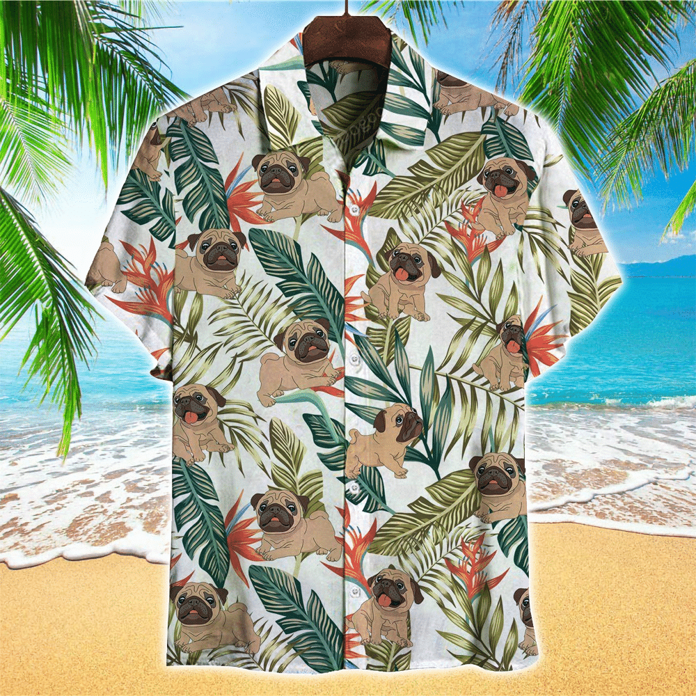 Lovely Bulldog With Tropical Hawaiian Shirt for Men and Women